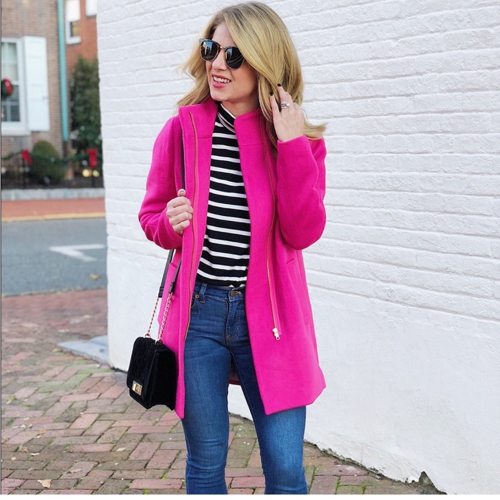 J. Crew Hot Pink City Coat